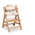 Hauck Beta+ Kinderhochstuhl – Natural, Mitwachsend 6 Monate bis 90 kg, Räder, Sitzkissen, Großes Essbrett, Kleiner Schutzbügel, 5-Punkt-Gurt