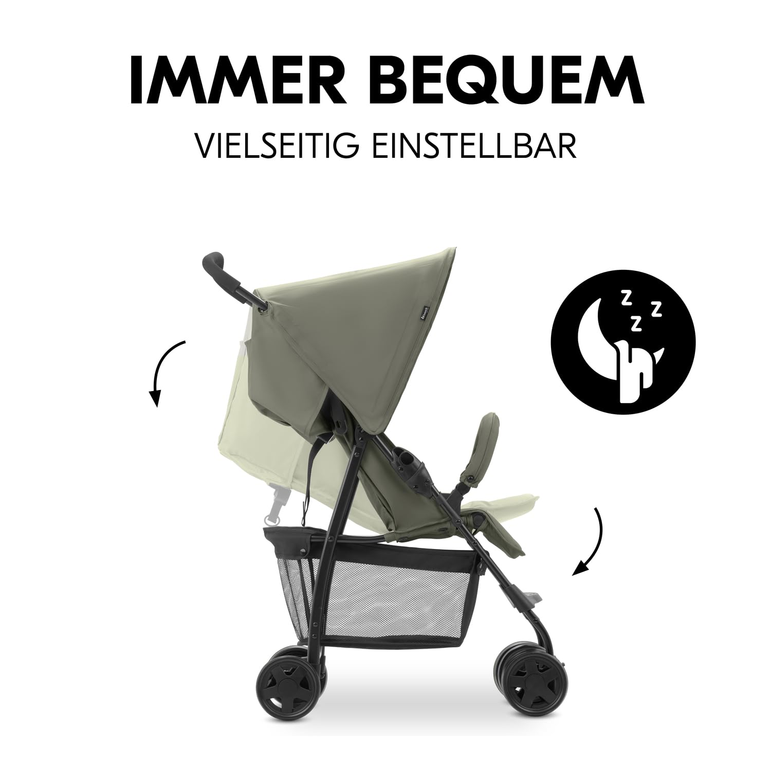 Hauck Buggy Sport – Olive Baby-Kinderwagen 5,9 kg, Liegefunktion, Zusammenklappbar, Einkaufskorb bis 3 kg, 0–15 kg