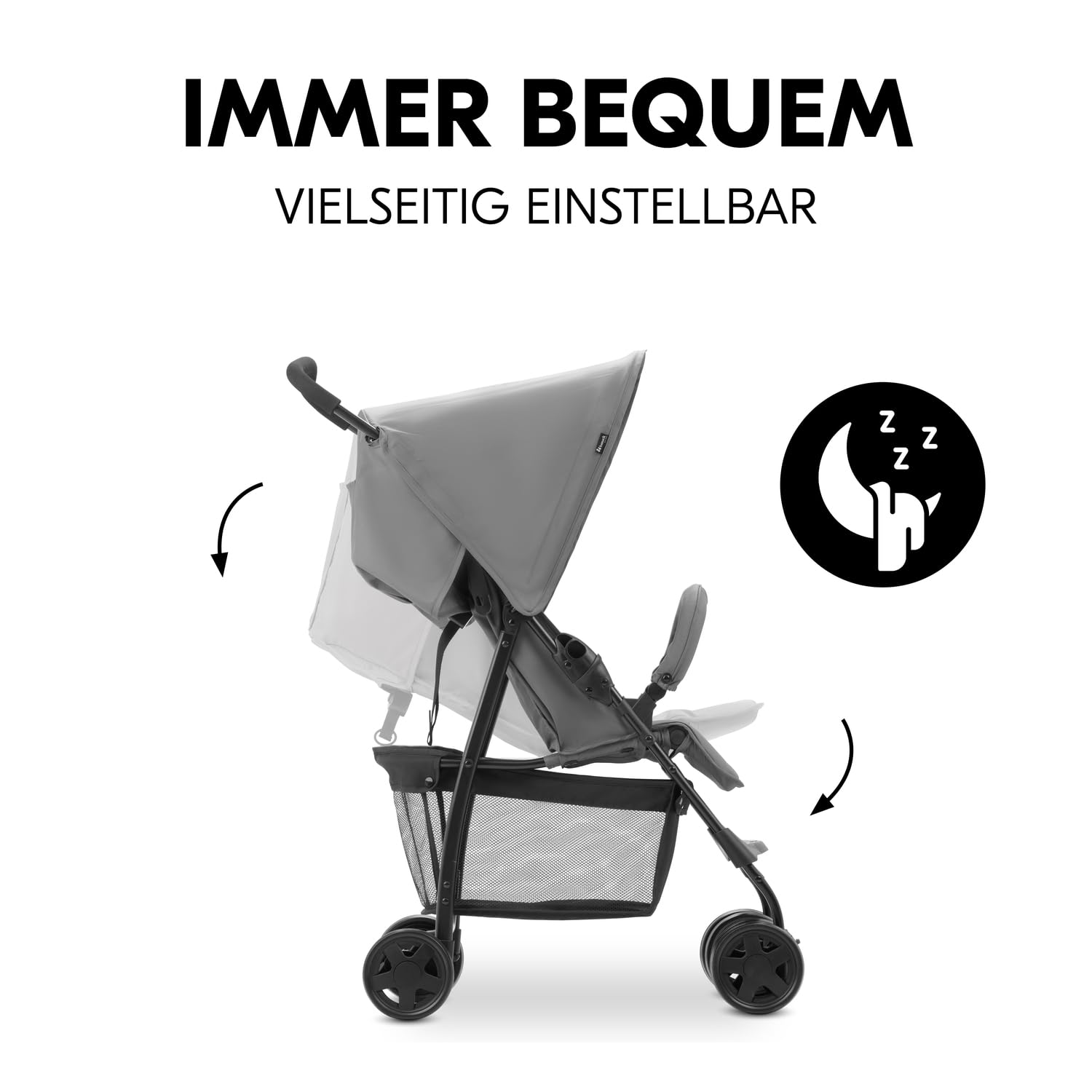 Hauck Buggy Sport – Grau Baby-Kinderwagen 5,9 kg, Liegefunktion, Zusammenklappbar, Einkaufskorb bis 3 kg, 0–15 kg