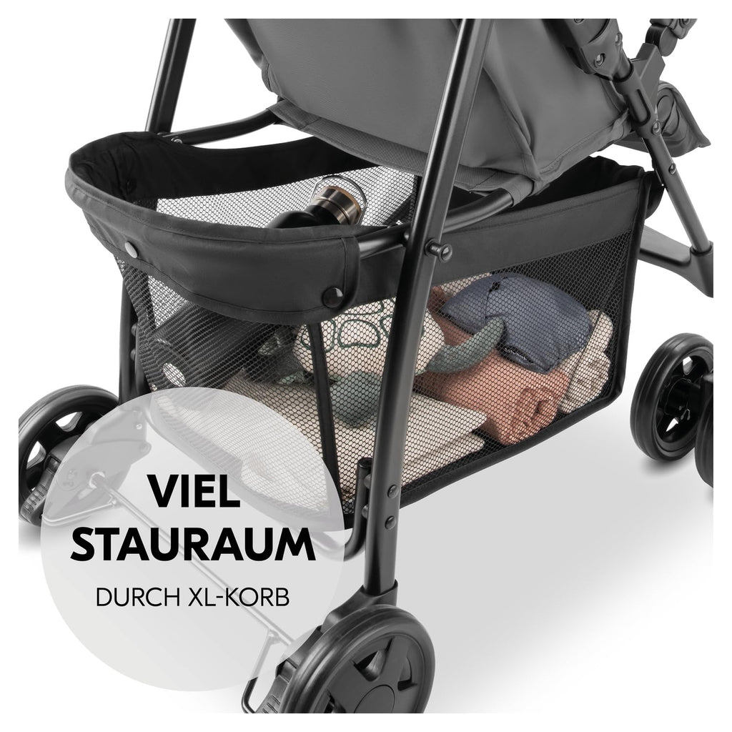 Hauck Buggy Sport – Grau Baby-Kinderwagen 5,9 kg, Liegefunktion, Zusammenklappbar, Einkaufskorb bis 3 kg, 0–15 kg