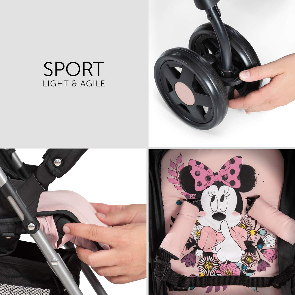 Hauck Buggy Sport Disney Minnie Sweetheart – Rosa Baby-Kinderwagen 5,9 kg, Liegefunktion, Zusammenklappbar, Einkaufskorb bis 3 kg, 0–15 kg