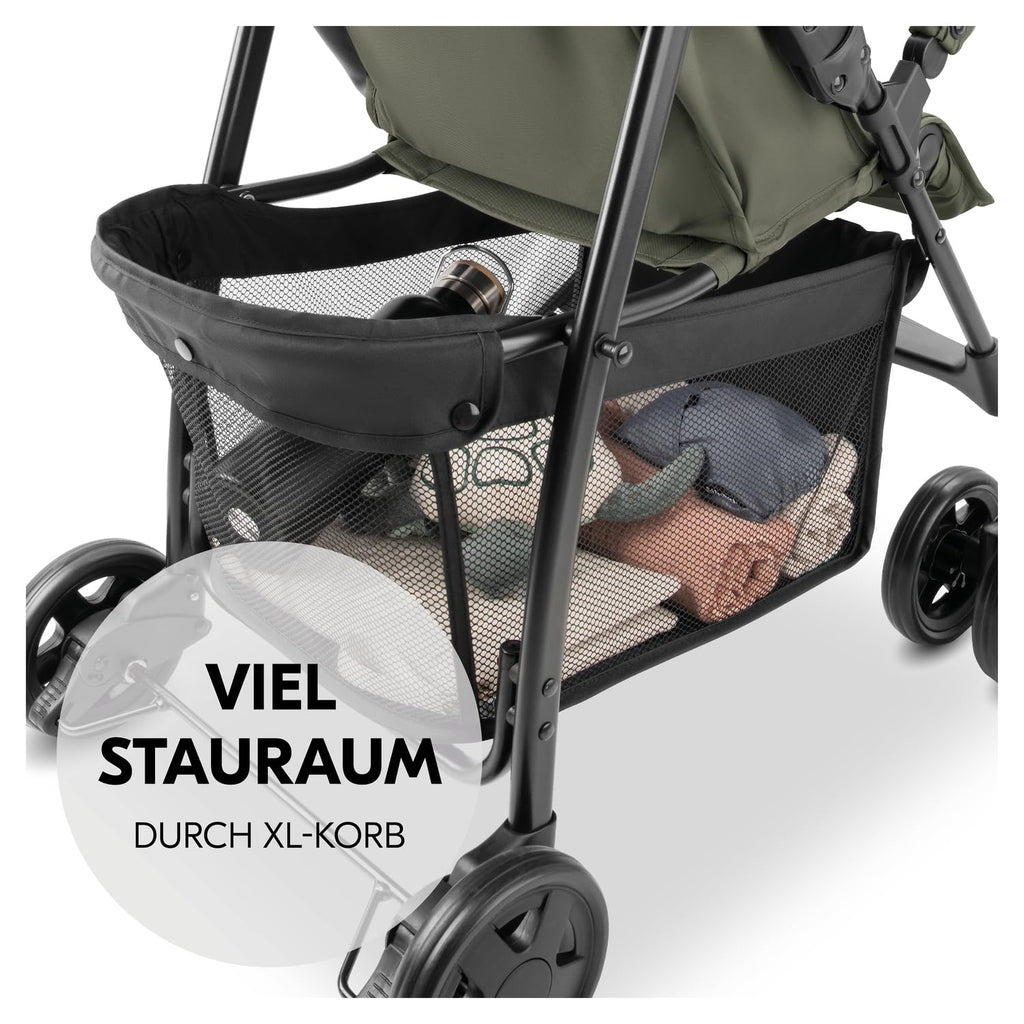 Hauck Buggy Sport – Olive Baby-Kinderwagen 5,9 kg, Liegefunktion, Zusammenklappbar, Einkaufskorb bis 3 kg, 0–15 kg