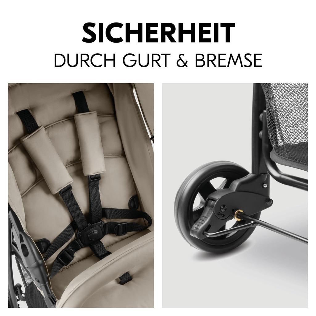 Hauck Buggy Sport – Leichter Reisebuggy Beige, Liegefunktion, Zusammenklappbar, Großer Einkaufskorb bis 3 kg